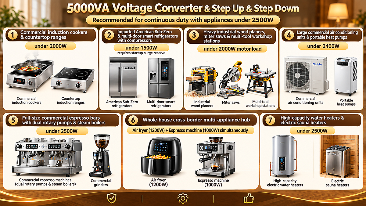 SHGJ-5000VA Recommended Electrical Appliances SHGJ-5000VA Recommended Electrical Appliances