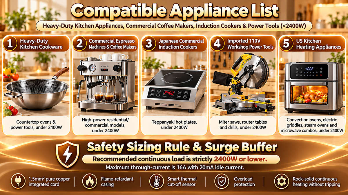 Reference for Electrical Appliances Suitable for Use with Shjy-3000va N30001 Voltage-Reducing Transformer Riferimento per apparecchi elettrici adatti all'uso con il trasformatore di riduzione della tensione Shjy-3000va N30001