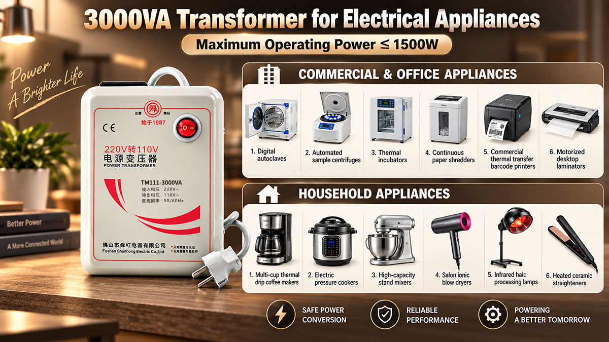 TM111-3000VA-transformer-applicable-for-electrical-appliances,Maximum-operating-power≤1500W